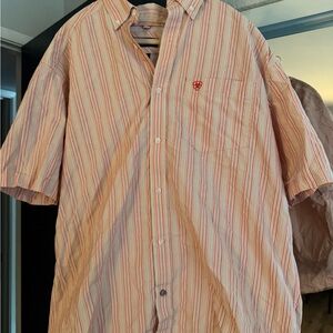 Ariat Peach and Red Striped Short-Sleeve Button-Down Shirt